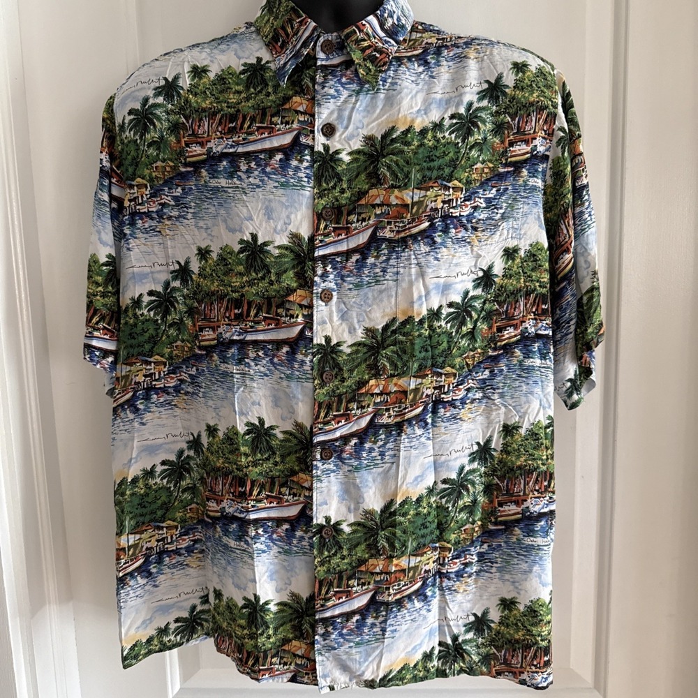 Reyn Spooner Guy Buffet Collection Button Up Hawaiian Shirt Men's L Vintage
